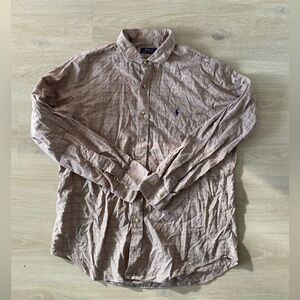 Ralph Lauren Men's Tan Button Down Shirt Size L